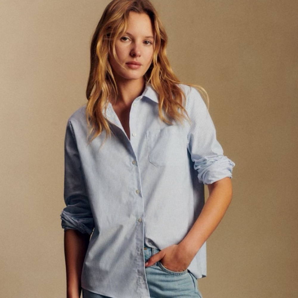 Sezane Tomboy Shirt• Size 36 (US 4/S)• Blue & White